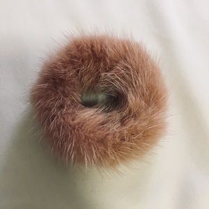 Real fur hair tie